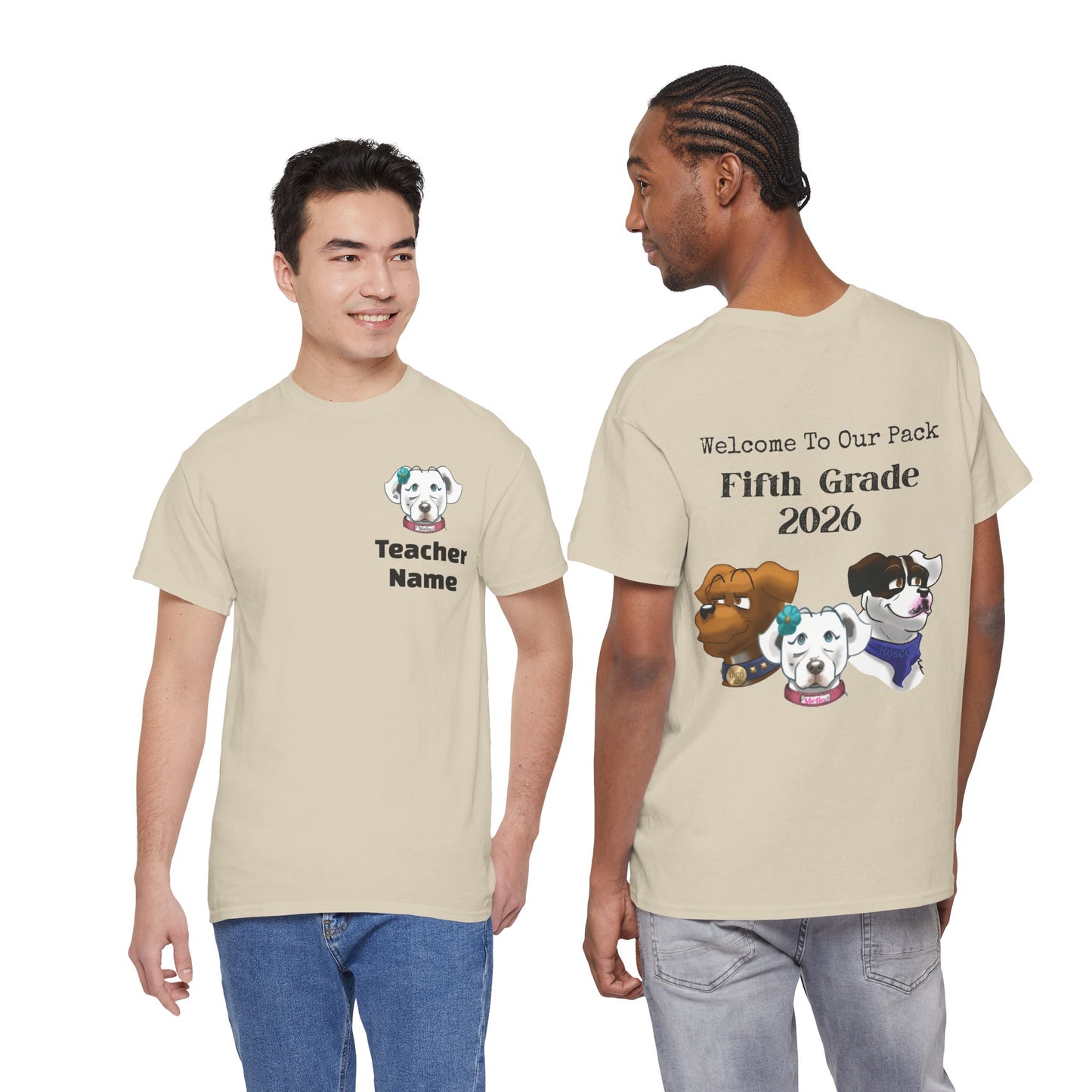 Welcome to Our Pack, Mello-Fifth Grade Teacher Unisex Heavy Cotton Tee