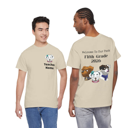 Welcome to Our Pack, Mello-Fifth Grade Teacher Unisex Heavy Cotton Tee