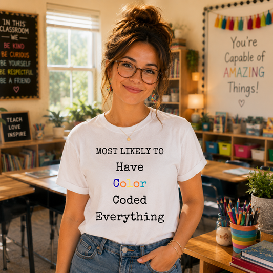 Color Coded Teacher Unisex Heavy Cotton Tee