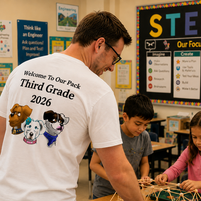 Welcome to Our Pack Mello Third Grade Teacher Unisex Heavy Cotton Tee