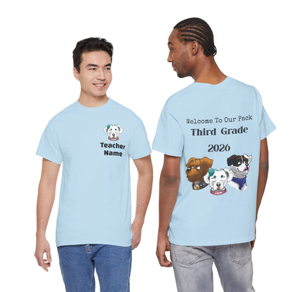 Welcome to Our Pack Mello Third Grade Teacher Unisex Heavy Cotton Tee